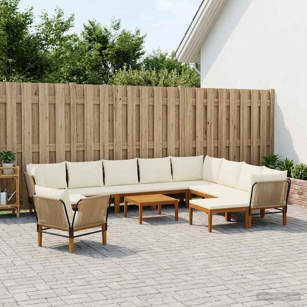 vidaXL 12 pcs Solidne drewno akacjowe i lina naturalny
