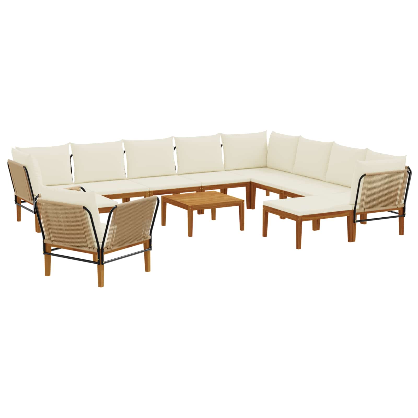 vidaXL 12 pcs Solidne drewno akacjowe i lina naturalny