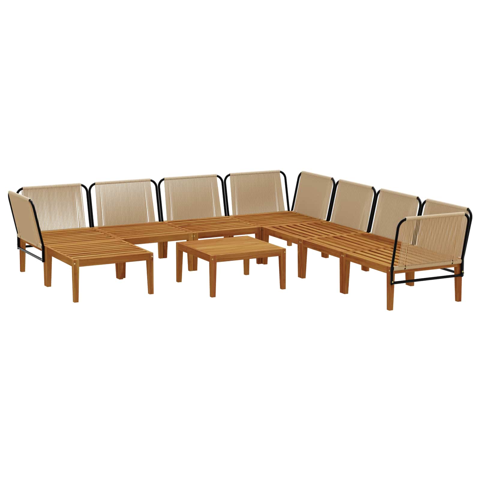 vidaXL 9 pcs Solidne drewno akacjowe i lina naturalny