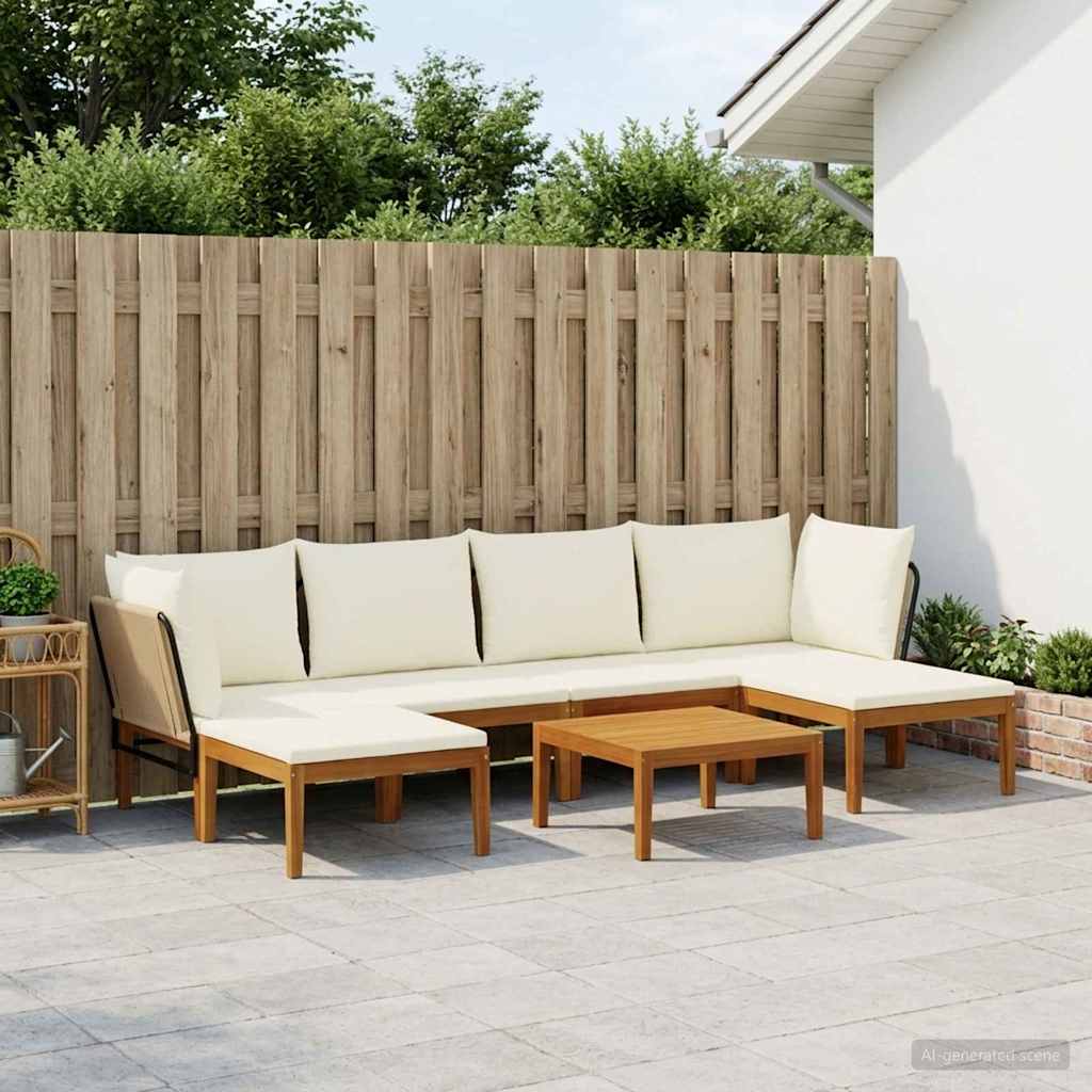 vidaXL 7 pcs Solidne drewno akacjowe i lina naturalny