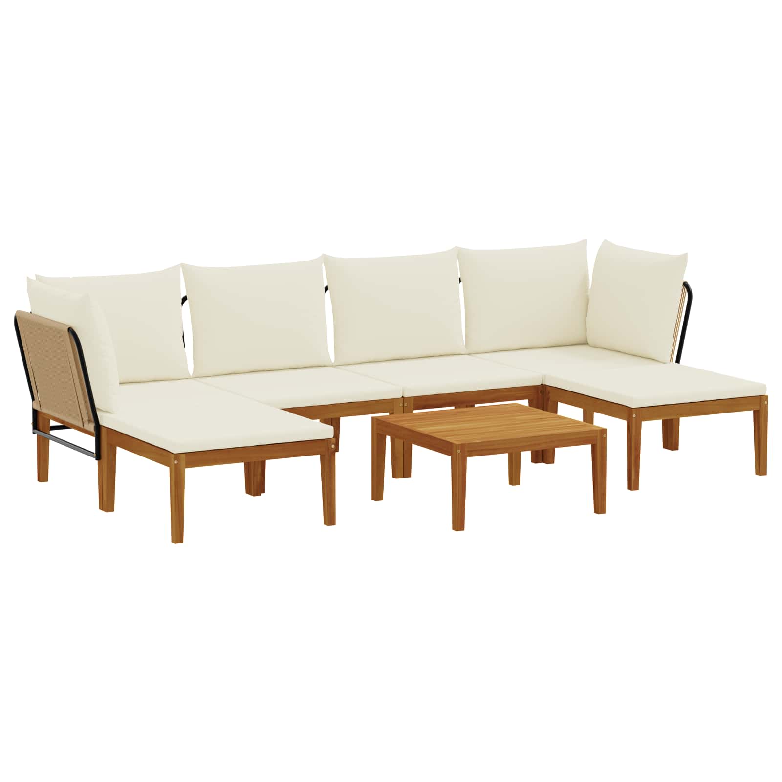 vidaXL 7 pcs Solidne drewno akacjowe i lina naturalny