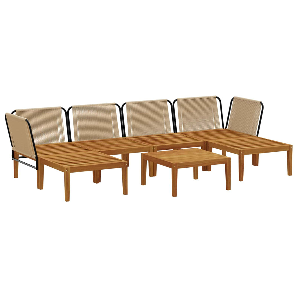 vidaXL 7 pcs Solidne drewno akacjowe i lina naturalny