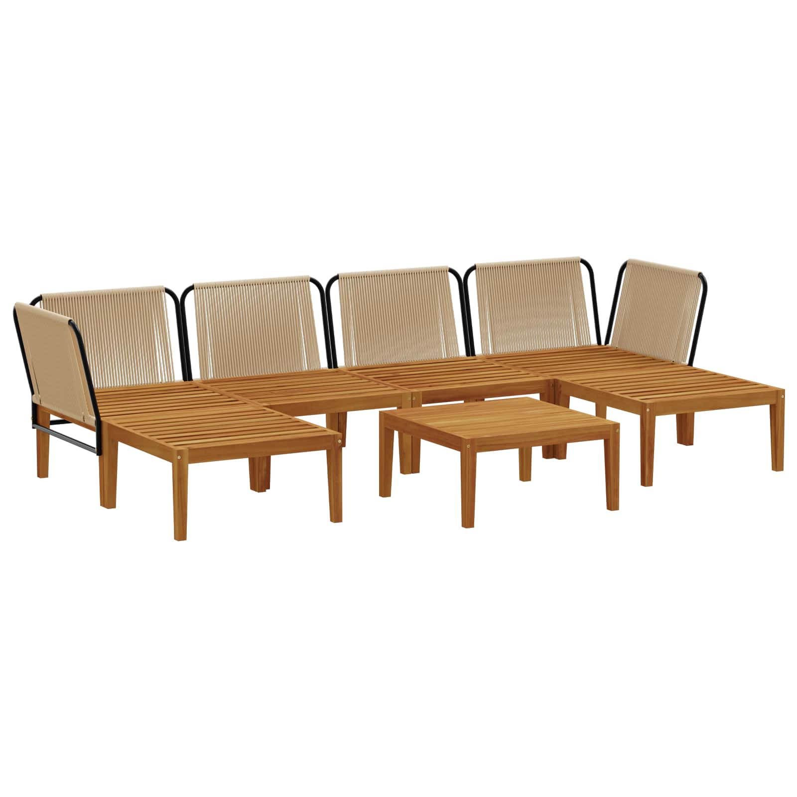vidaXL 7 pcs Solidne drewno akacjowe i lina naturalny