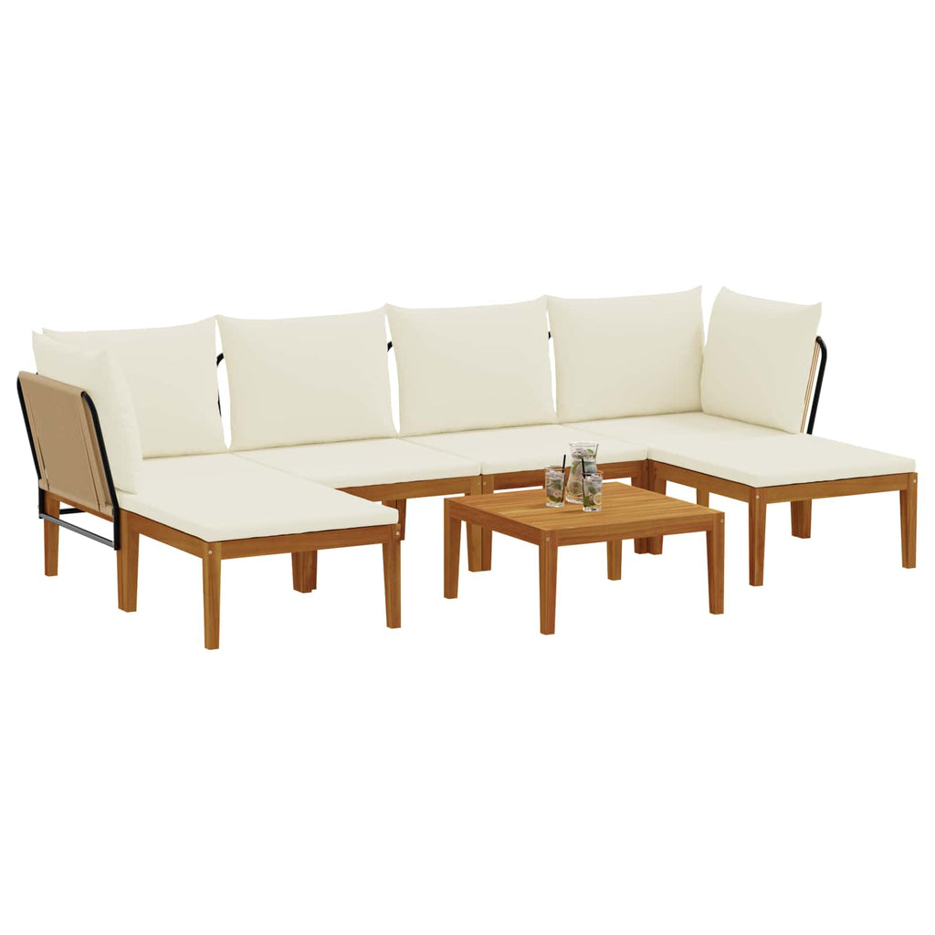 vidaXL 7 pcs Solidne drewno akacjowe i lina naturalny