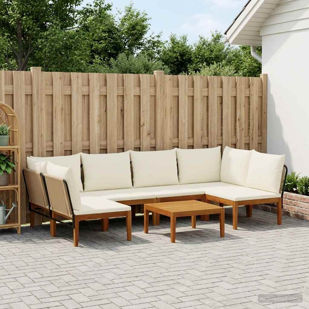 vidaXL 7 pcs Solidne drewno akacjowe i lina naturalny