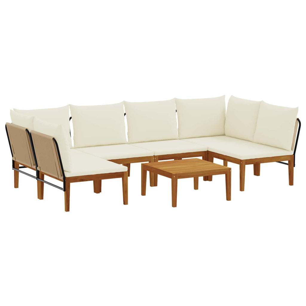 vidaXL 7 pcs Solidne drewno akacjowe i lina naturalny