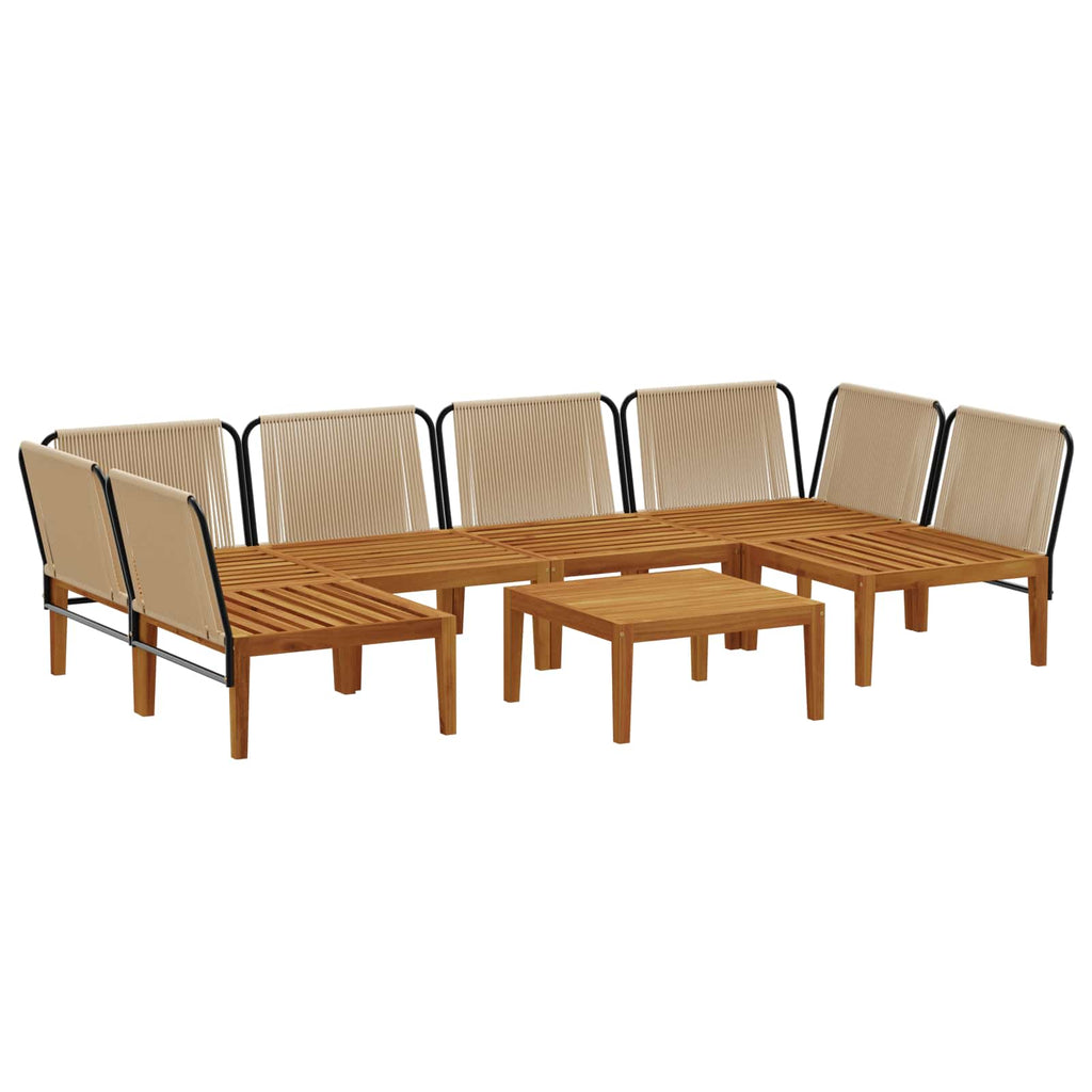 vidaXL 7 pcs Solidne drewno akacjowe i lina naturalny