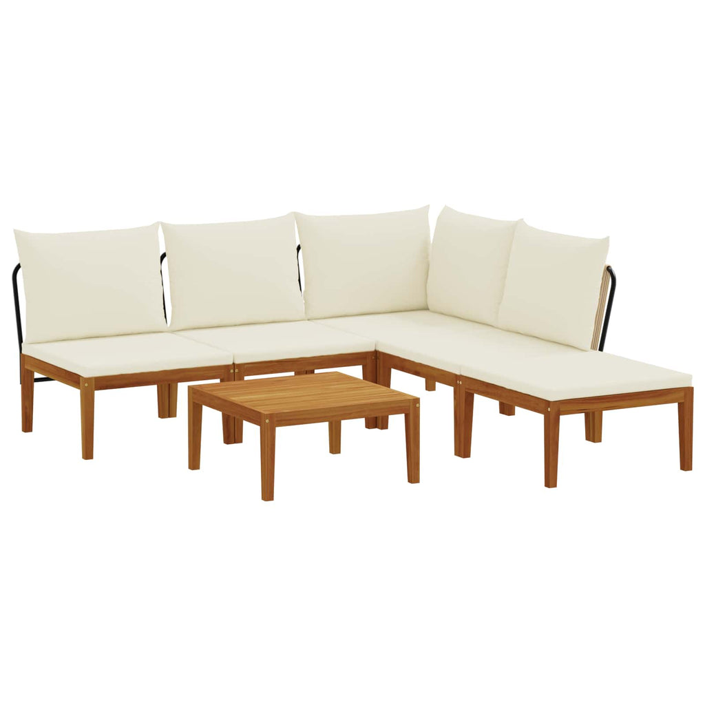 vidaXL 6 pcs Solidne drewno akacjowe i lina naturalny