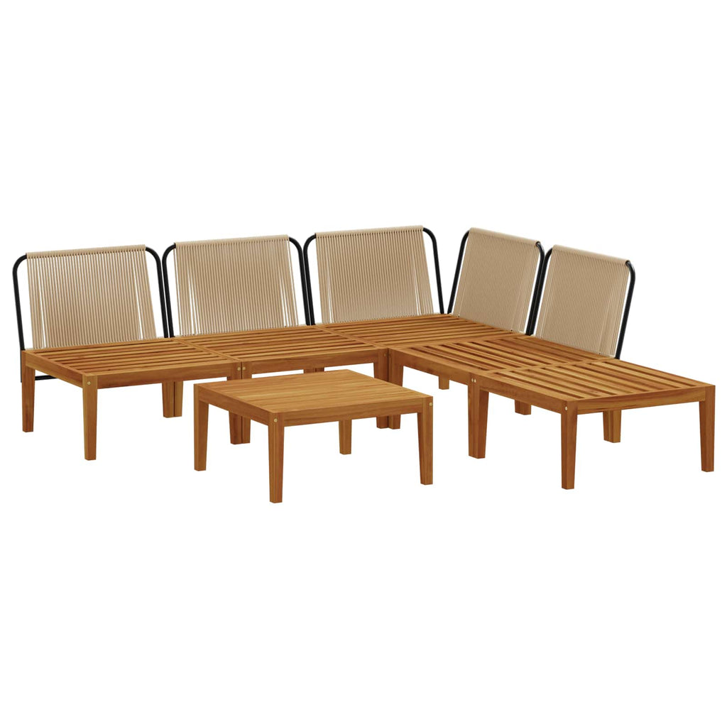 vidaXL 6 pcs Solidne drewno akacjowe i lina naturalny