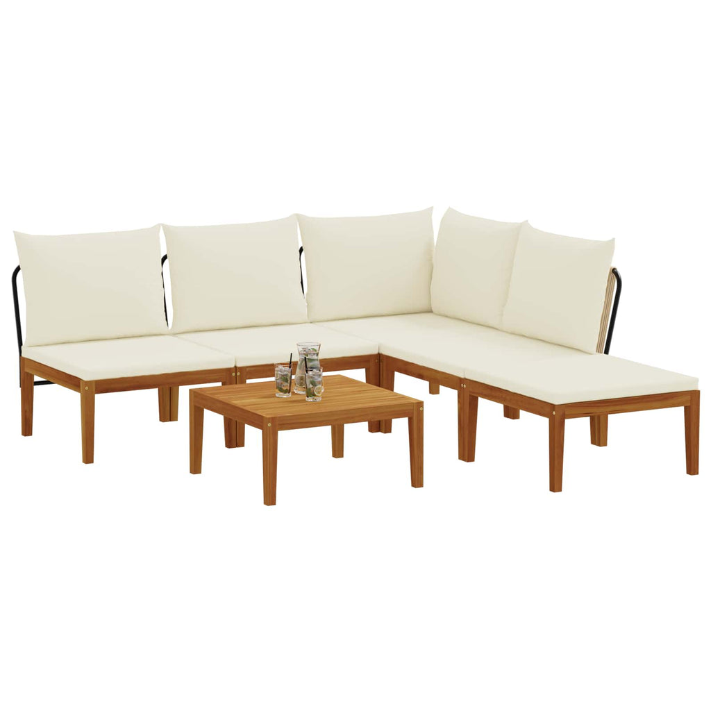 vidaXL 6 pcs Solidne drewno akacjowe i lina naturalny