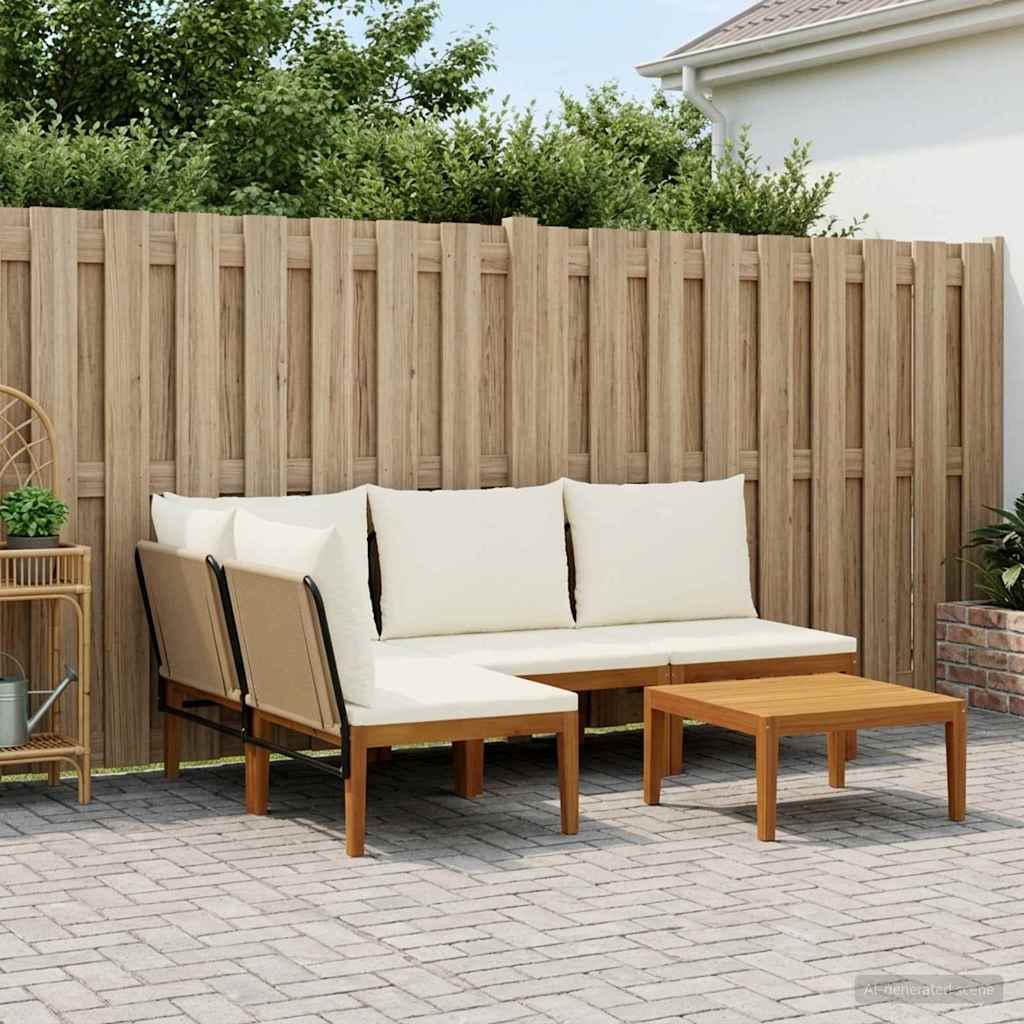 vidaXL 5 pcs Solidne drewno akacjowe i lina naturalny