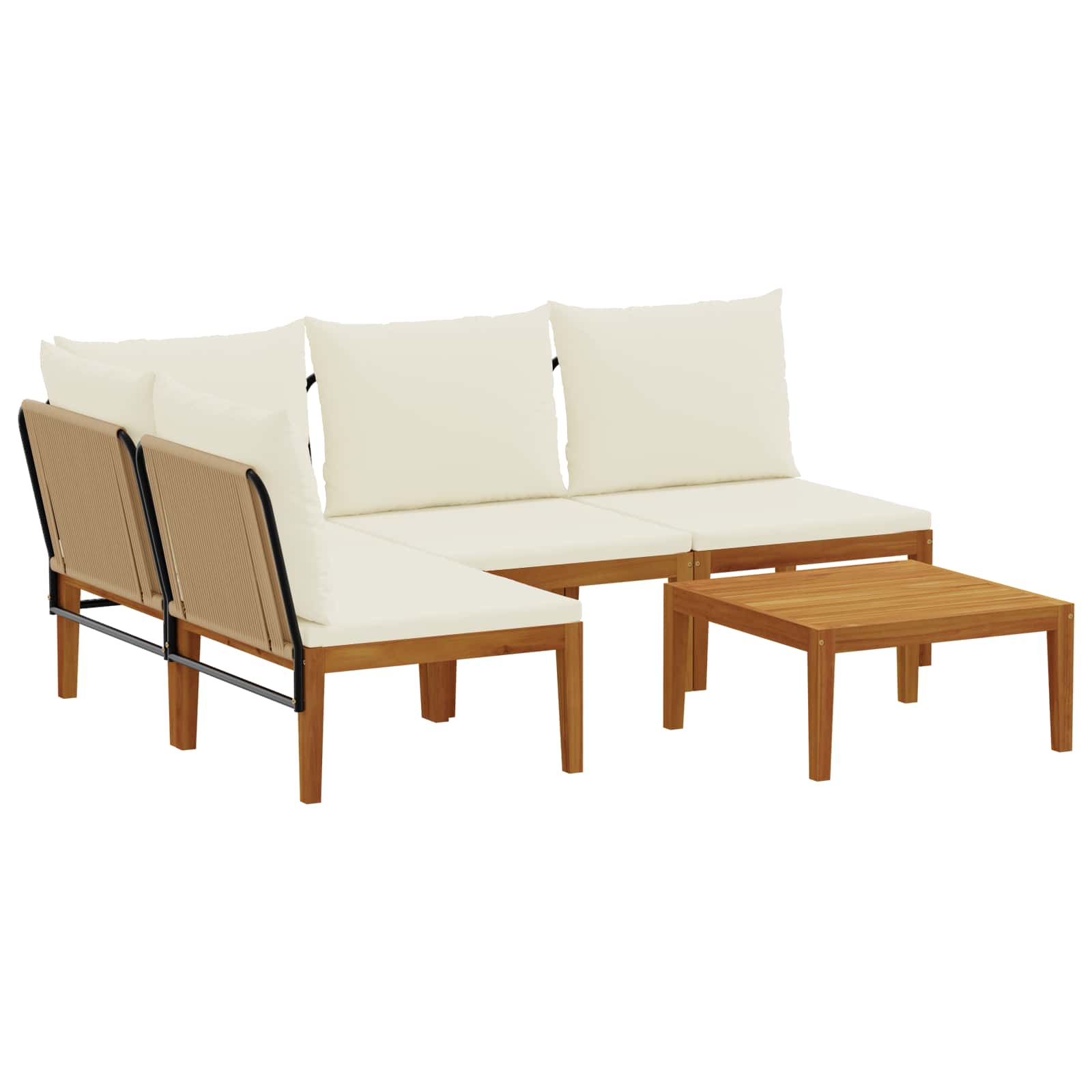 vidaXL 5 pcs Solidne drewno akacjowe i lina naturalny