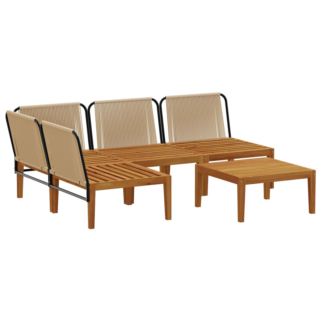 vidaXL 5 pcs Solidne drewno akacjowe i lina naturalny