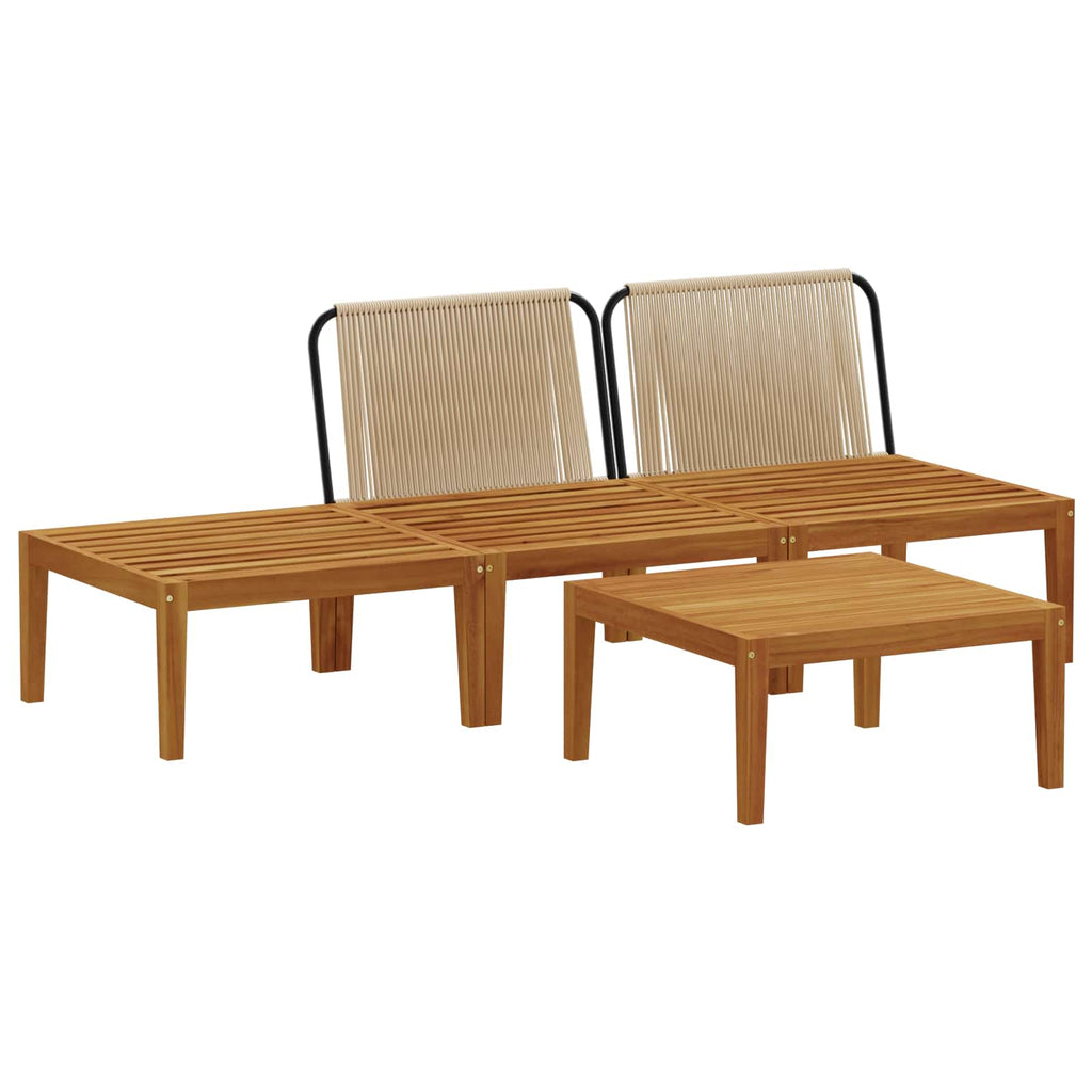 vidaXL 4 pcs Solidne drewno akacjowe i lina naturalny