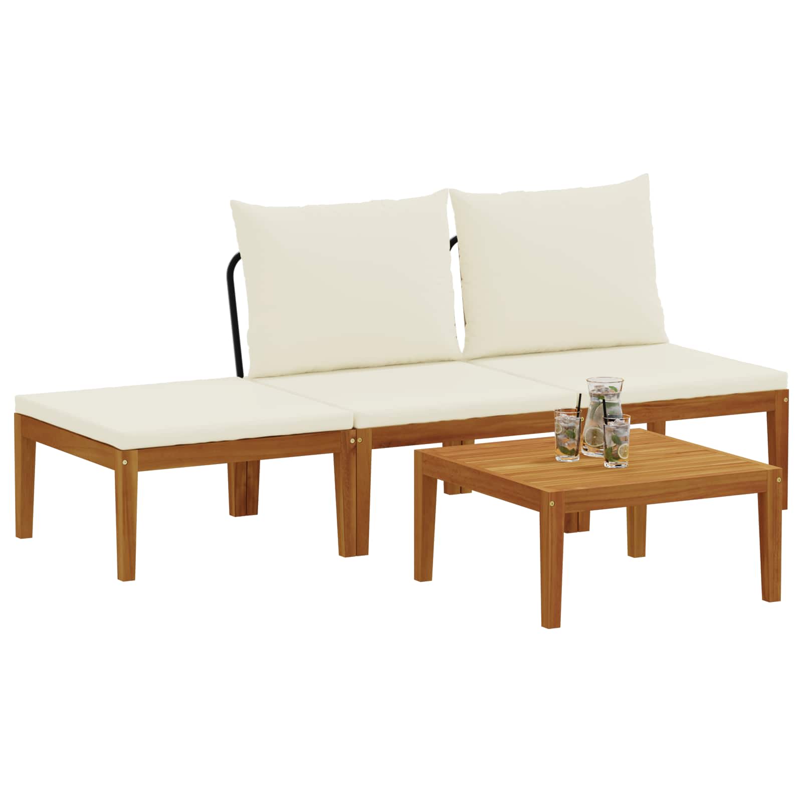 vidaXL 4 pcs Solidne drewno akacjowe i lina naturalny