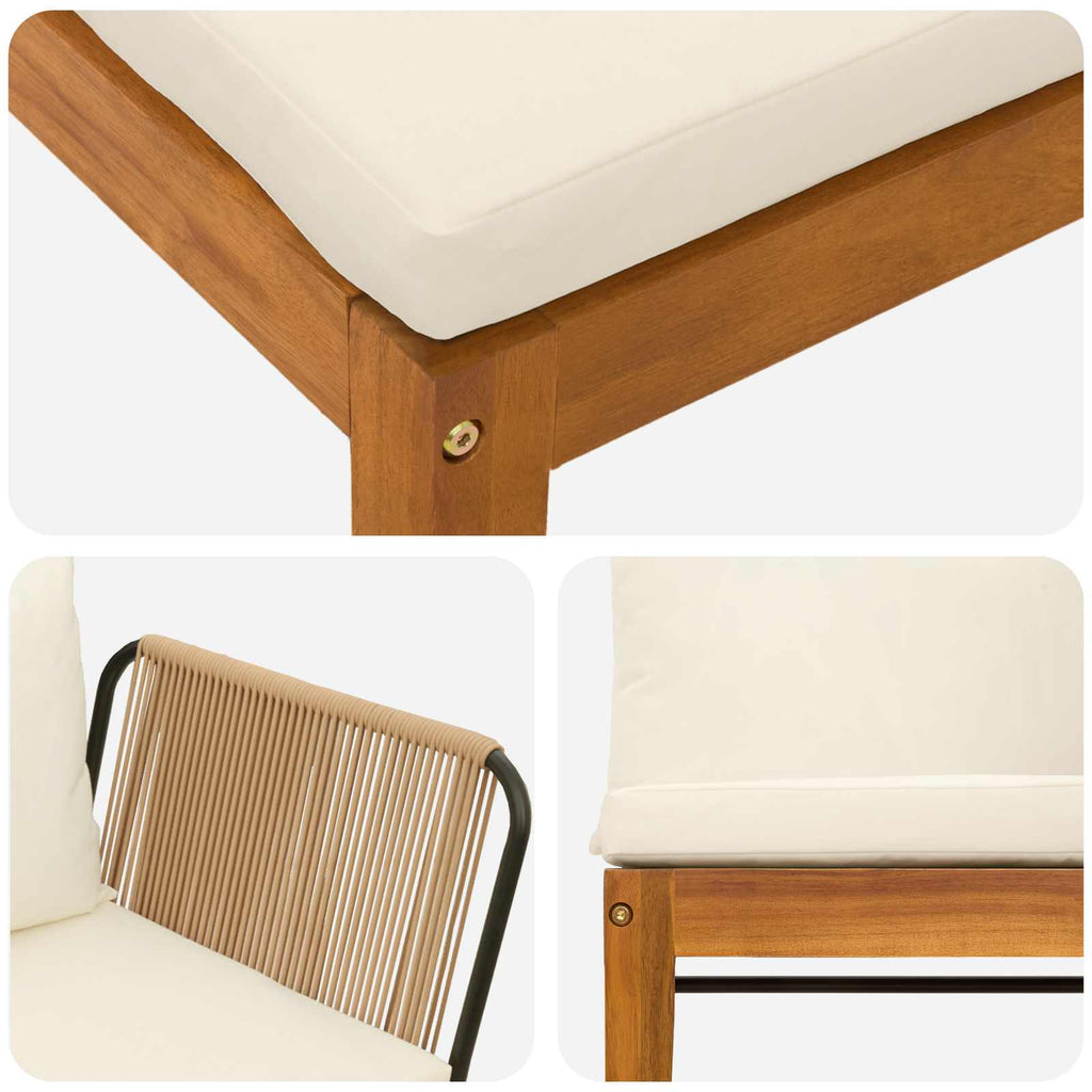 vidaXL 3 pcs Solidne drewno akacjowe i lina naturalny