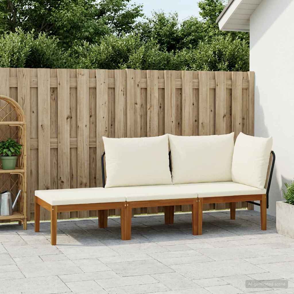 vidaXL 3 pcs Solidne drewno akacjowe i lina naturalny