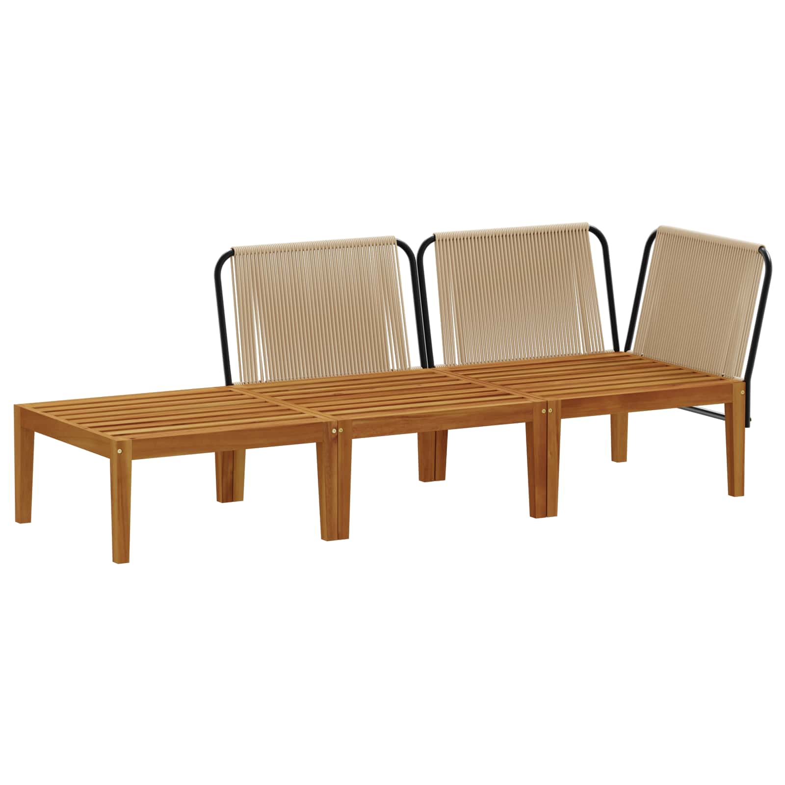 vidaXL 3 pcs Solidne drewno akacjowe i lina naturalny
