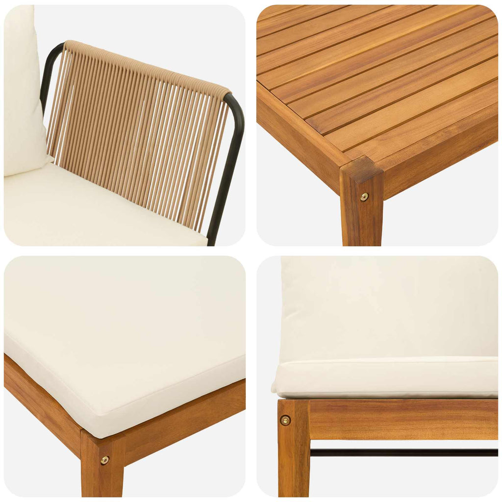 vidaXL 8 pcs Solidne drewno akacjowe i lina naturalny