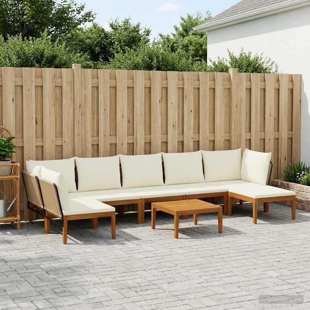 vidaXL 8 pcs Solidne drewno akacjowe i lina naturalny