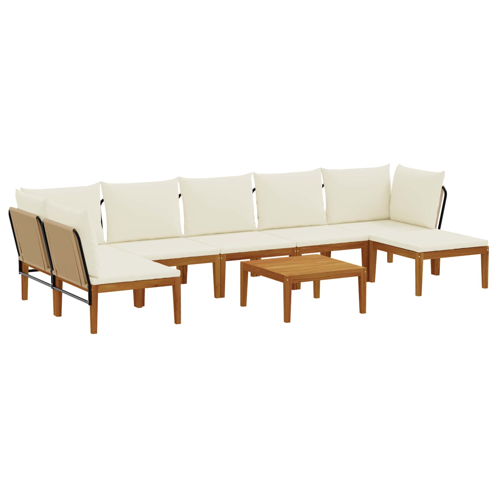 vidaXL 8 pcs Solidne drewno akacjowe i lina naturalny