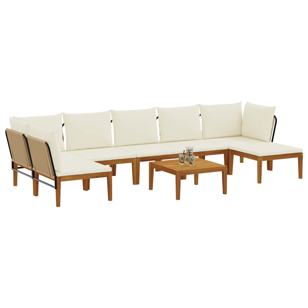 vidaXL 8 pcs Solidne drewno akacjowe i lina naturalny