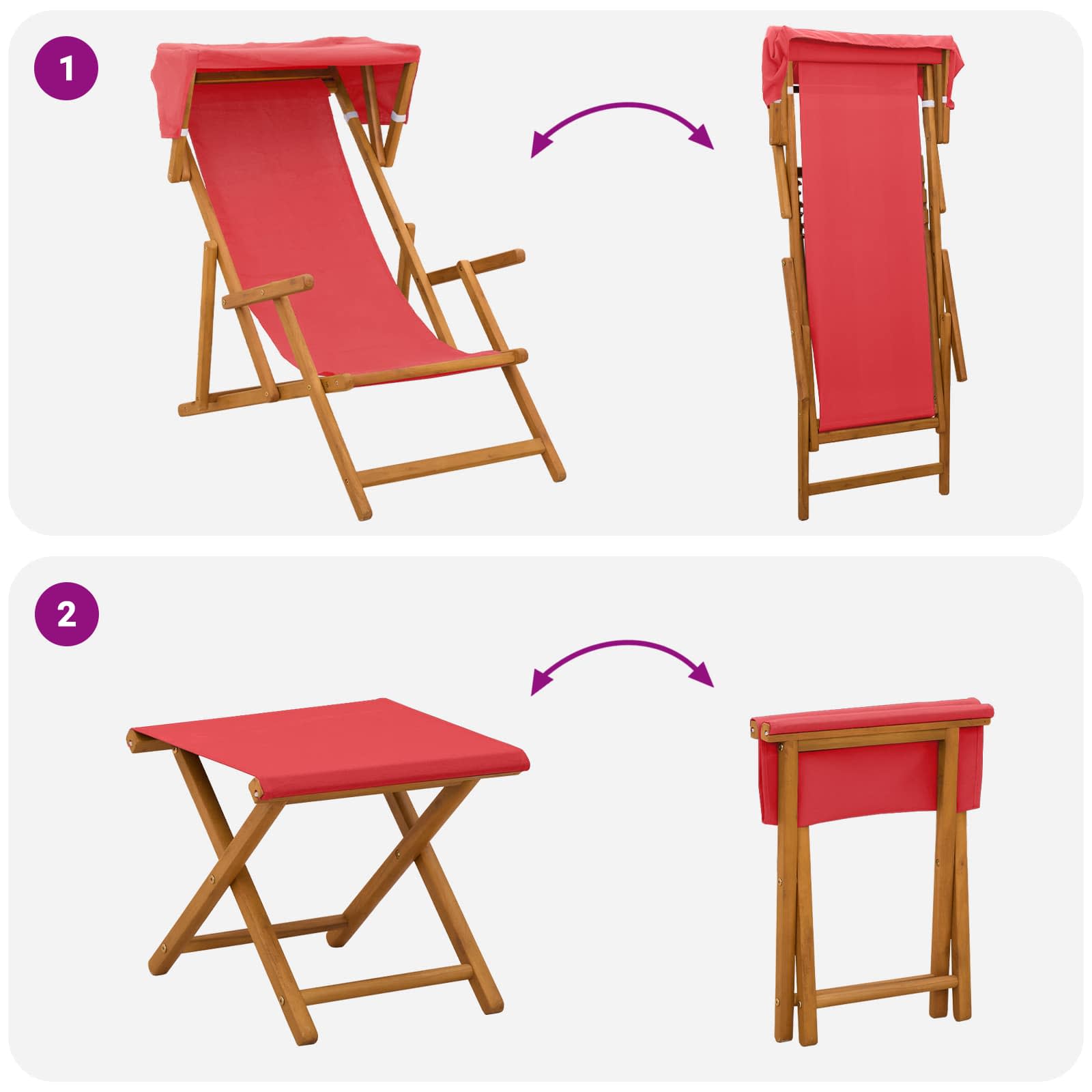 vidaXL Fotel ogrodowy 4 pcs 3 Pozycja Lite Drewno Eukaliptusowe