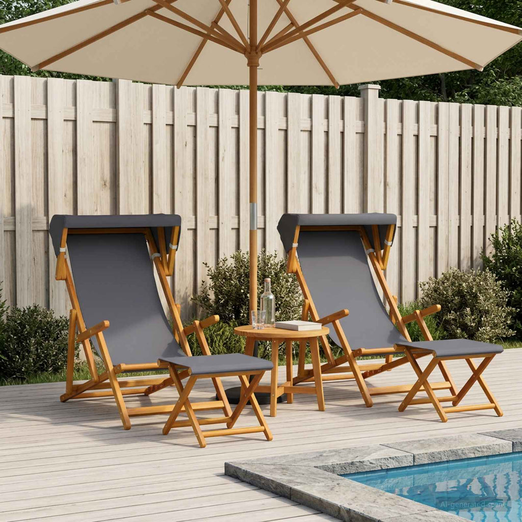 vidaXL Fotel ogrodowy 4 pcs 3 Pozycja Lite Drewno Eukaliptusowe Szary