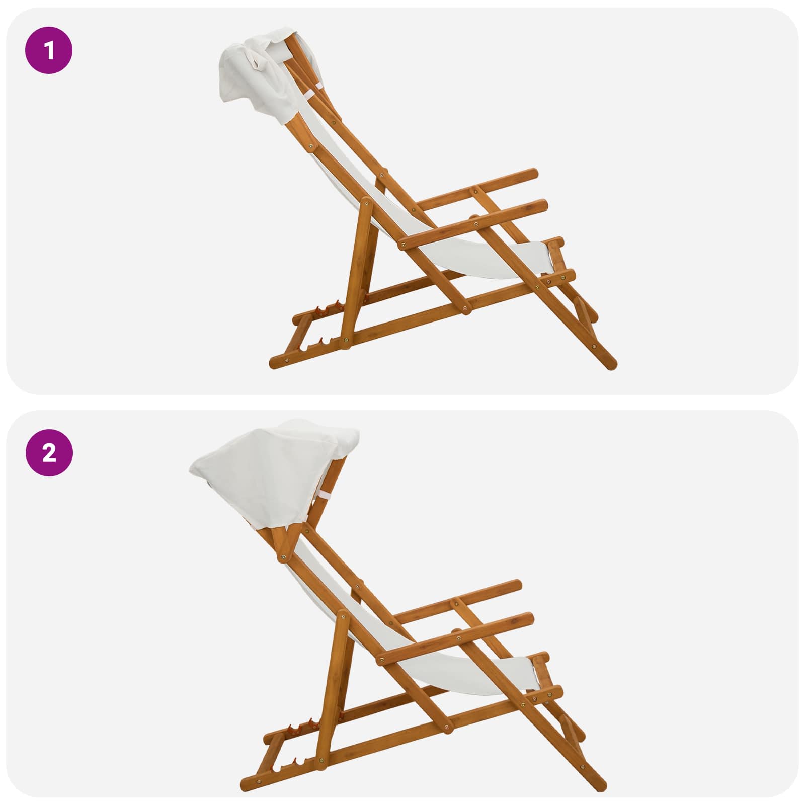 vidaXL Fotel ogrodowy 4 pcs 3 Pozycja Lite Drewno Eukaliptusowe