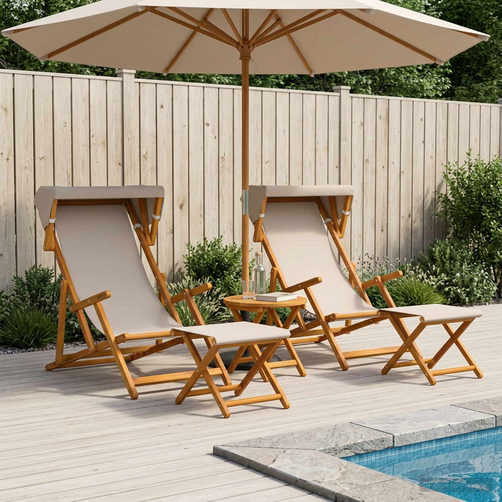 vidaXL Fotel ogrodowy 4 pcs 3 Pozycja Lite Drewno Eukaliptusowe Beżowy