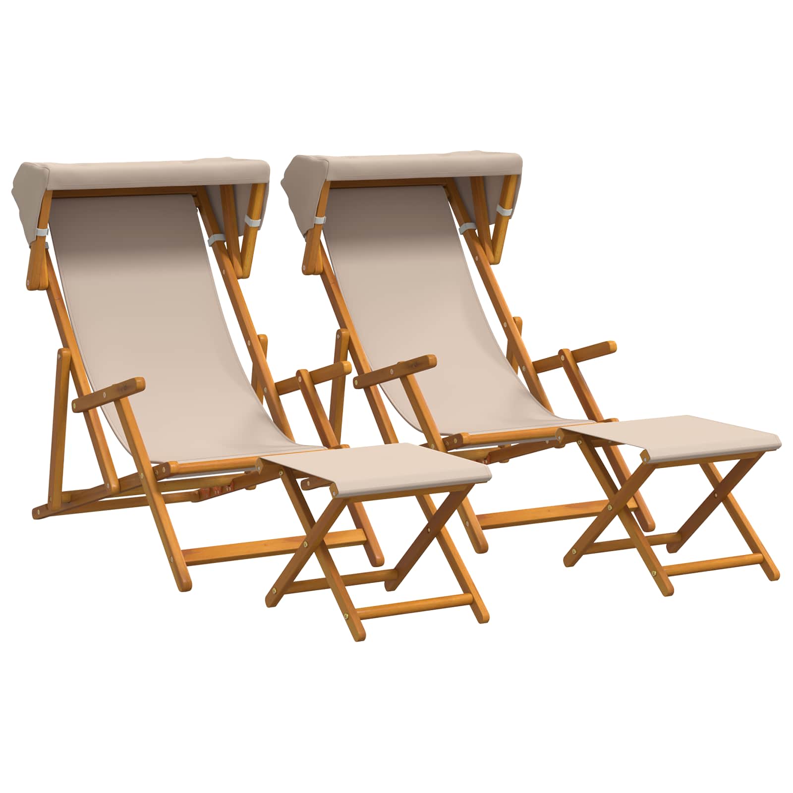 vidaXL Fotel ogrodowy 4 pcs 3 Pozycja Lite Drewno Eukaliptusowe Beżowy