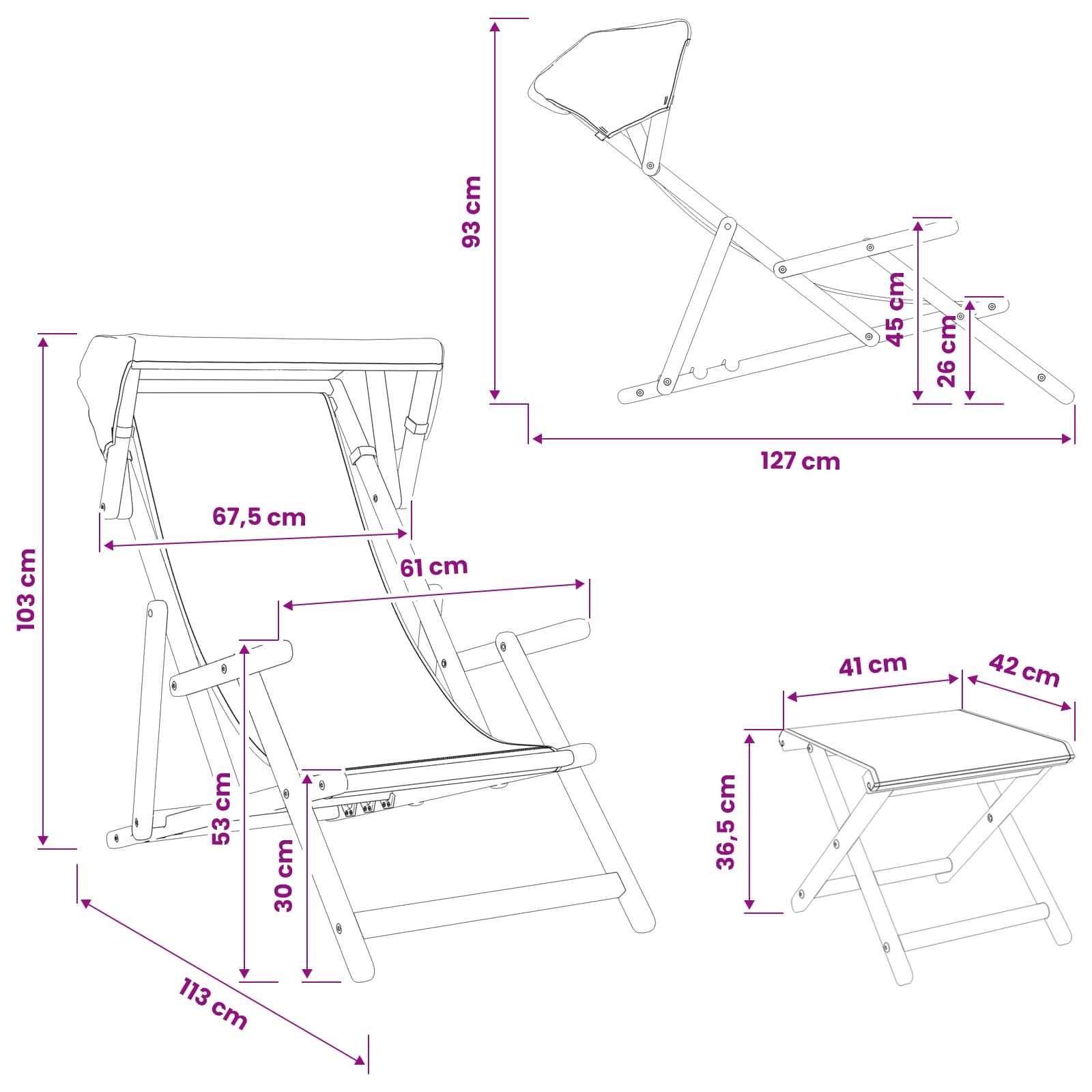 vidaXL Fotel ogrodowy 4 pcs 3 Pozycja Lite Drewno Eukaliptusowe Beżowy