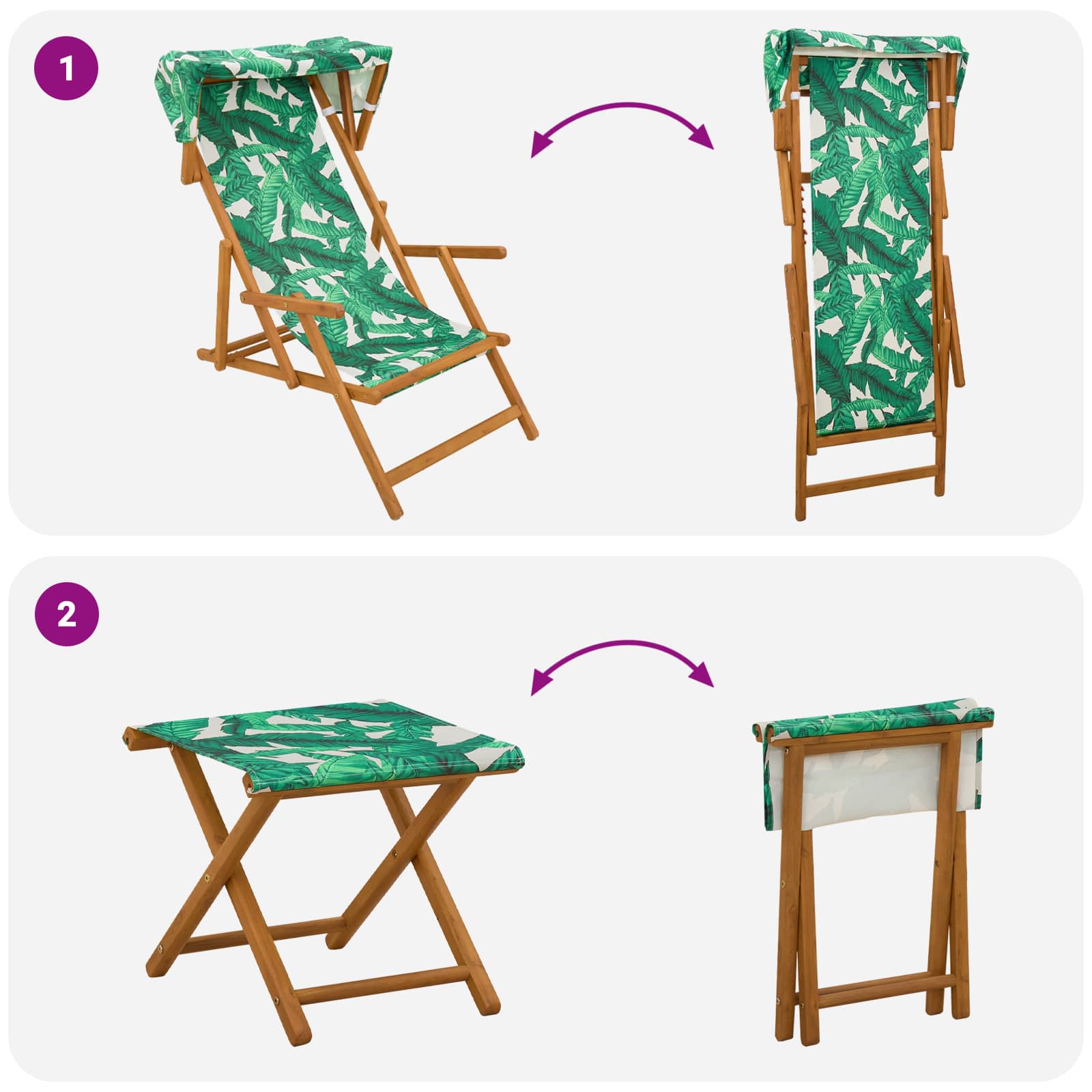 vidaXL Fotel ogrodowy 4 pcs 3 Pozycja Lite Drewno Eukaliptusowe