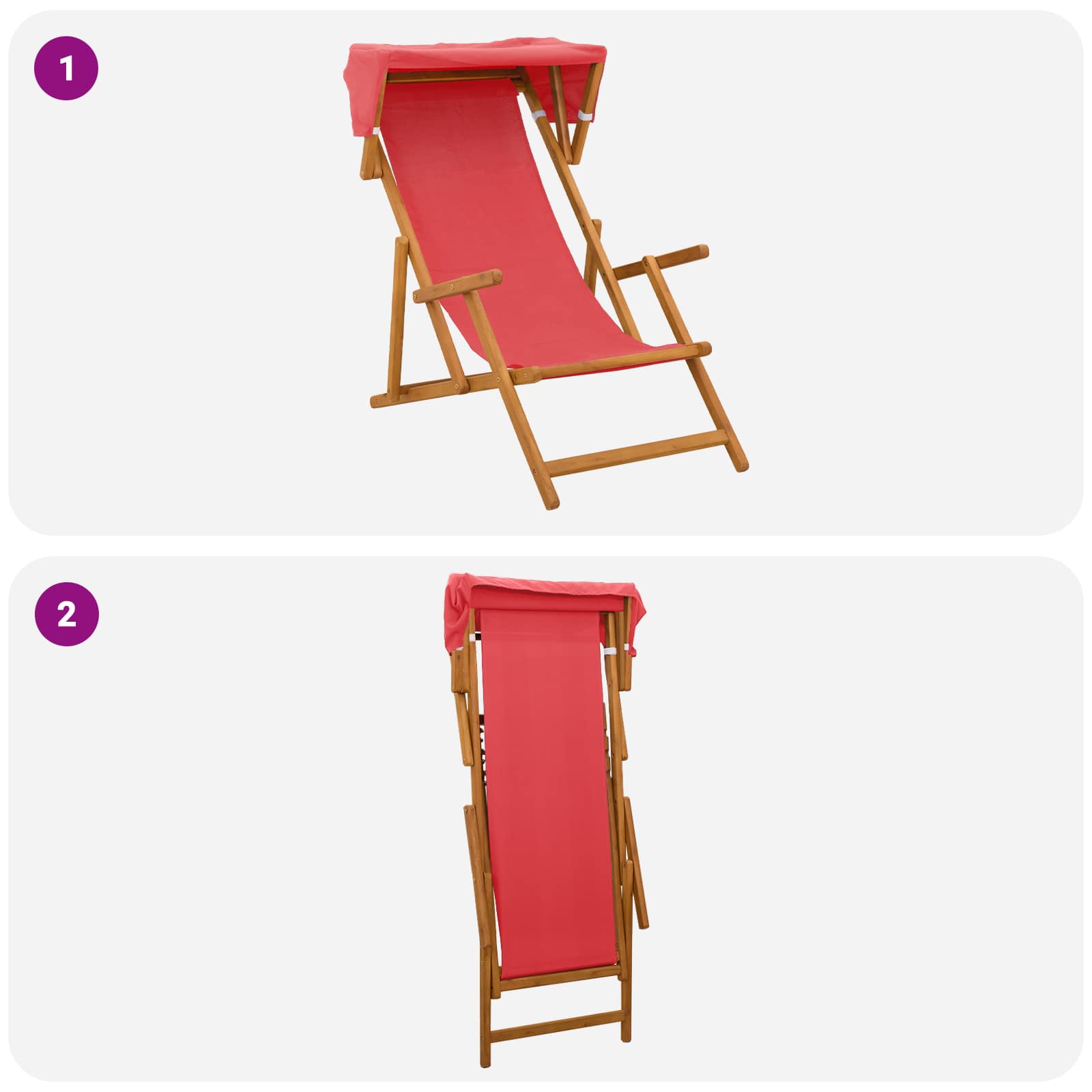 vidaXL Fotel ogrodowy 2 pcs 3 Pozycja Lite Drewno Eukaliptusowe