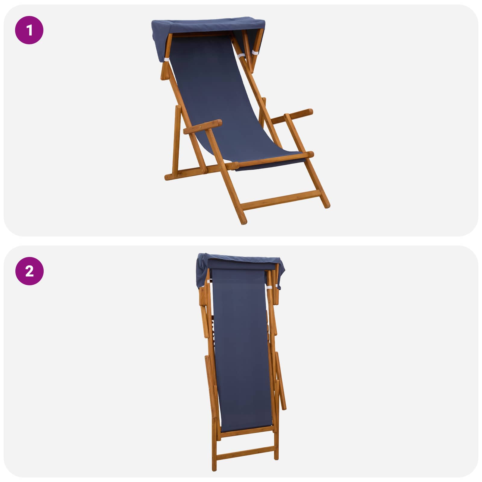 vidaXL Fotel ogrodowy 2 pcs 3 Pozycja Lite Drewno Eukaliptusowe