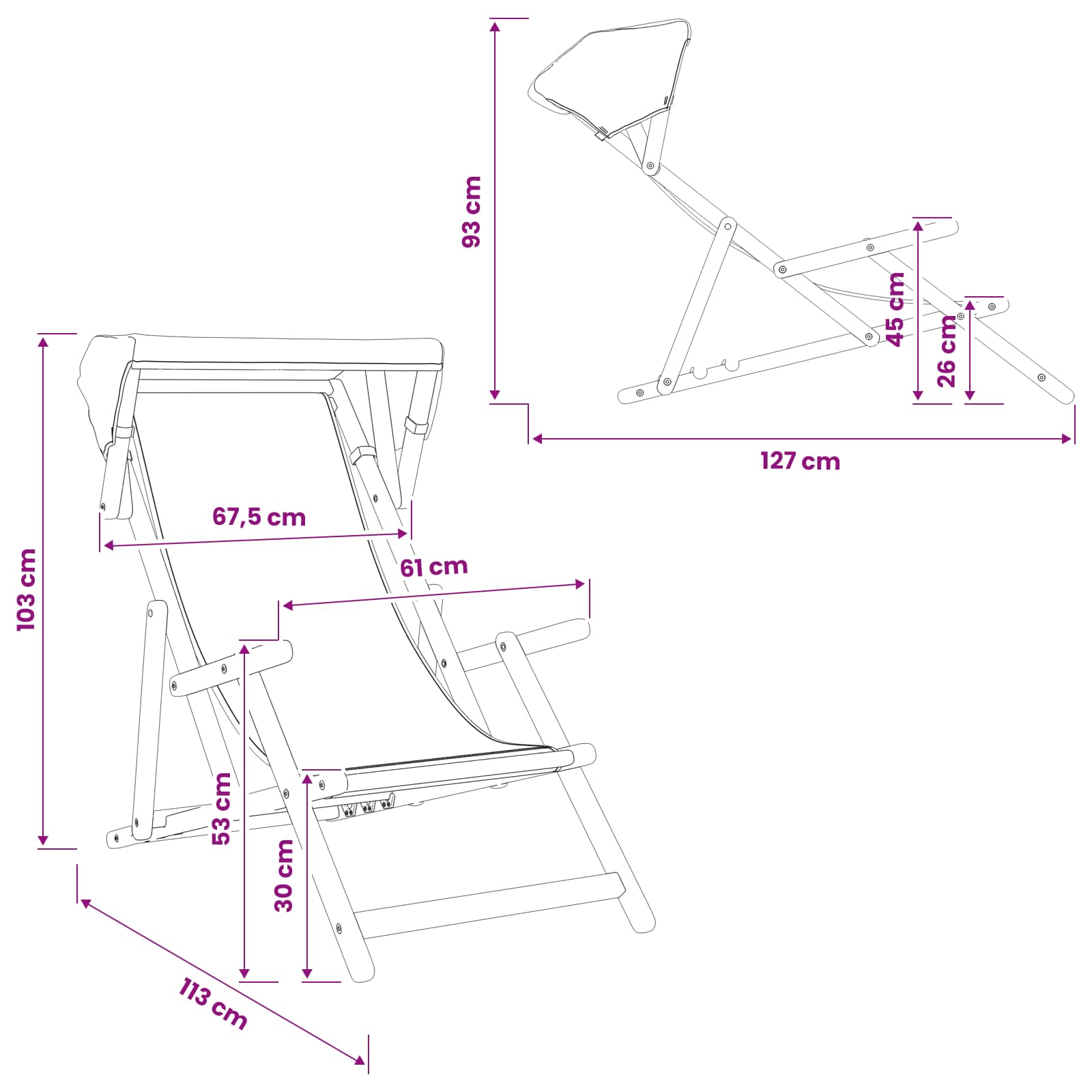 vidaXL Fotel ogrodowy 2 pcs 3 Pozycja Lite Drewno Eukaliptusowe