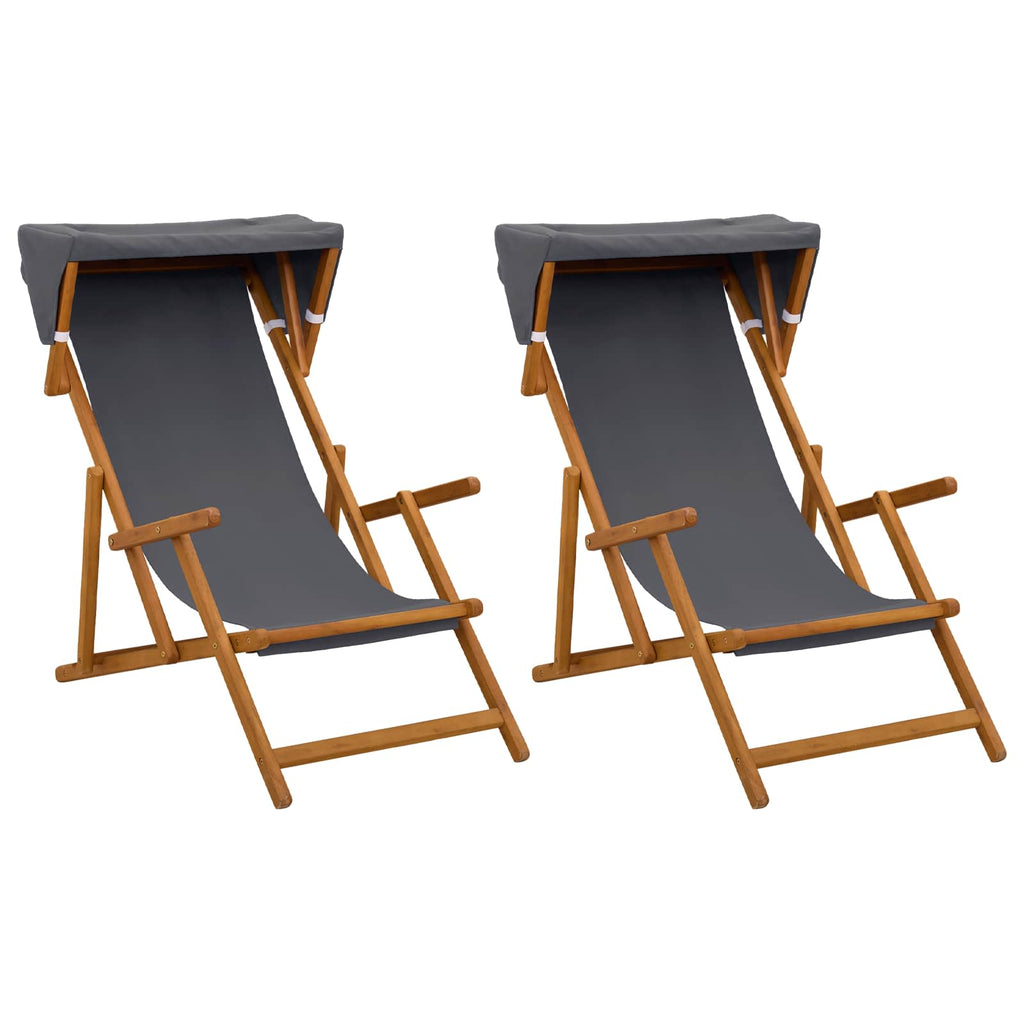 vidaXL Fotel ogrodowy 2 pcs 3 Pozycja Lite Drewno Eukaliptusowe Szary