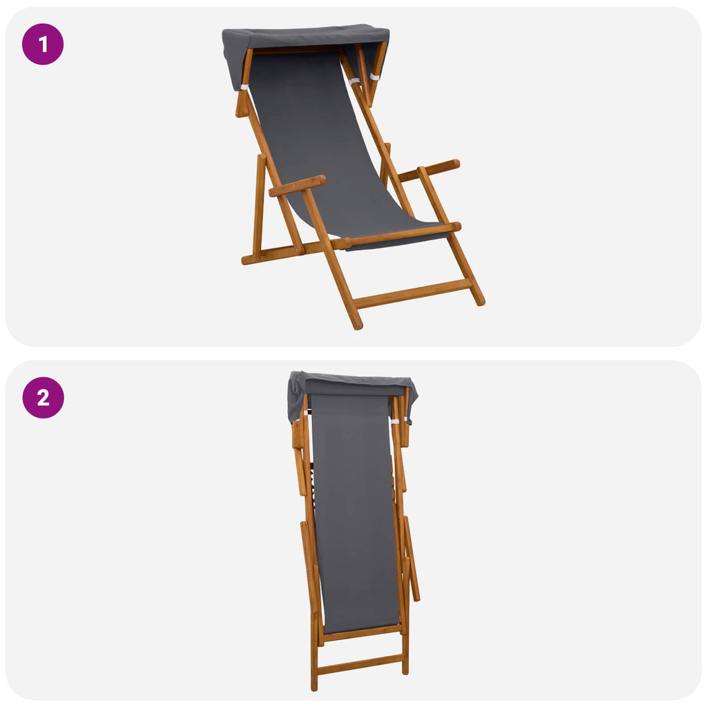 vidaXL Fotel ogrodowy 2 pcs 3 Pozycja Lite Drewno Eukaliptusowe Szary