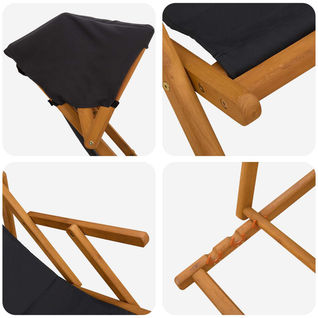 vidaXL Fotel ogrodowy 2 pcs 3 Pozycja Lite Drewno Eukaliptusowe Czarny