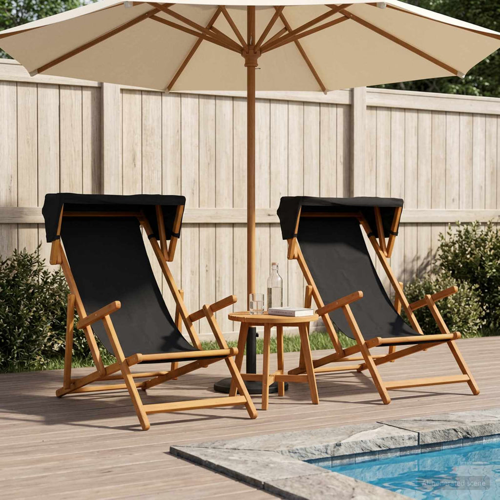 vidaXL Fotel ogrodowy 2 pcs 3 Pozycja Lite Drewno Eukaliptusowe Czarny