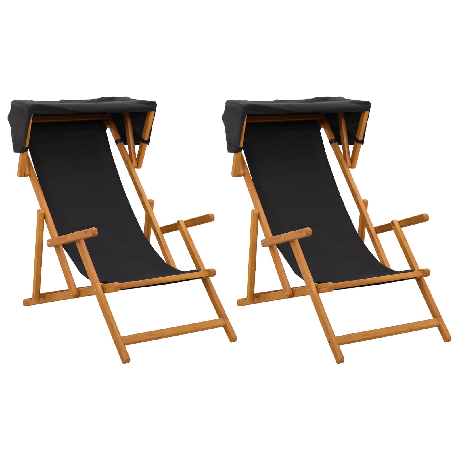 vidaXL Fotel ogrodowy 2 pcs 3 Pozycja Lite Drewno Eukaliptusowe Czarny