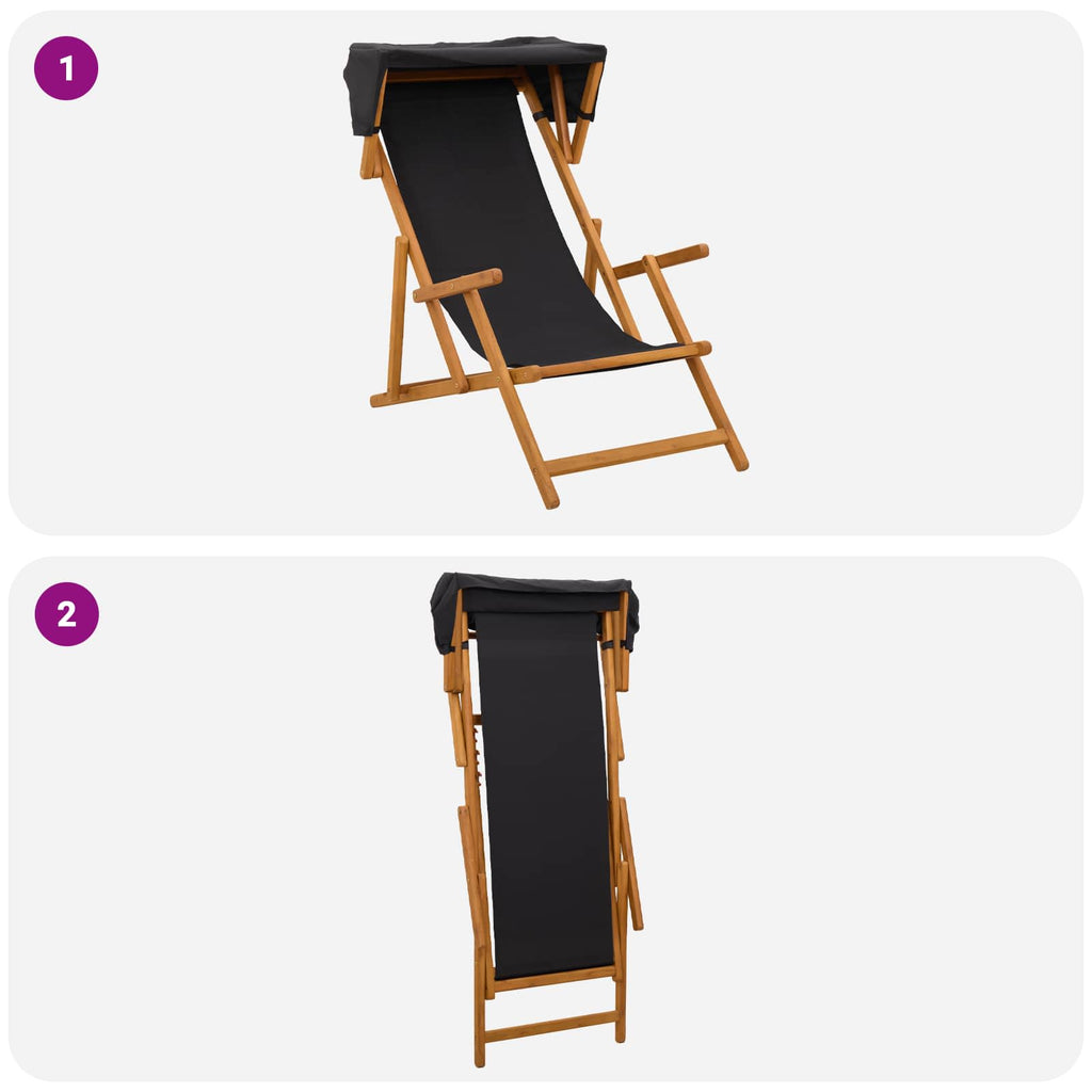vidaXL Fotel ogrodowy 2 pcs 3 Pozycja Lite Drewno Eukaliptusowe Czarny