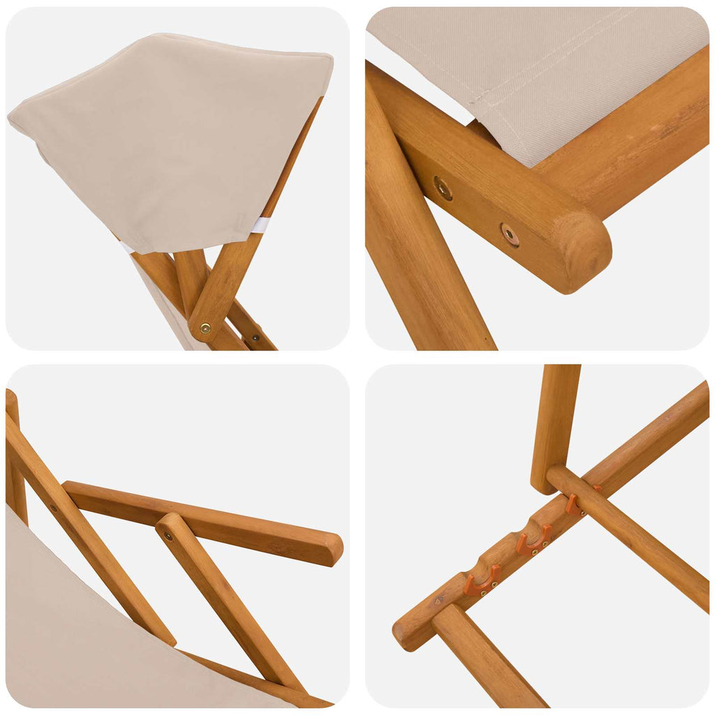 vidaXL Fotel ogrodowy 2 pcs 3 Pozycja Lite Drewno Eukaliptusowe Beżowy