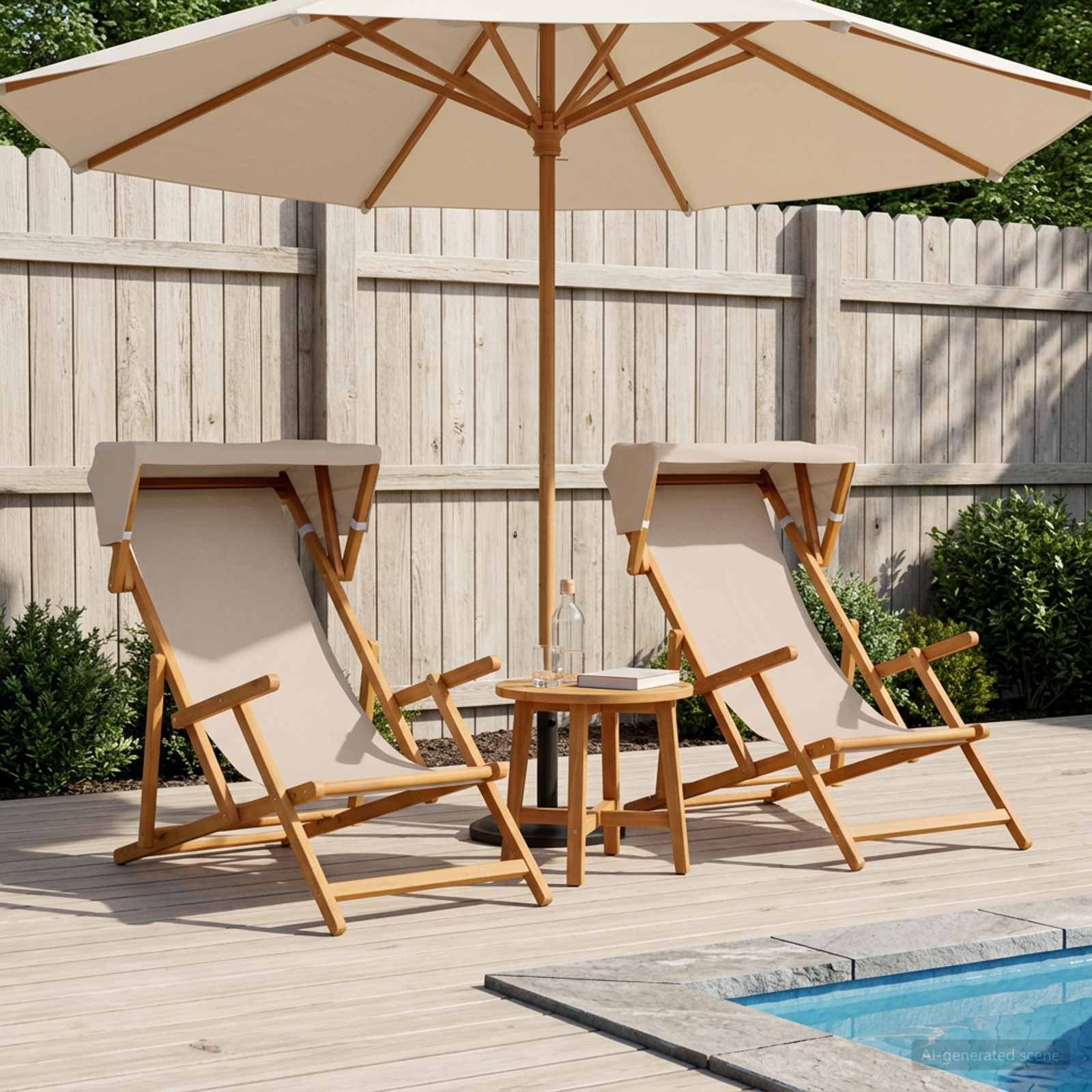 vidaXL Fotel ogrodowy 2 pcs 3 Pozycja Lite Drewno Eukaliptusowe Beżowy