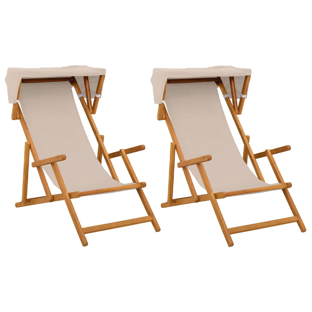 vidaXL Fotel ogrodowy 2 pcs 3 Pozycja Lite Drewno Eukaliptusowe Beżowy