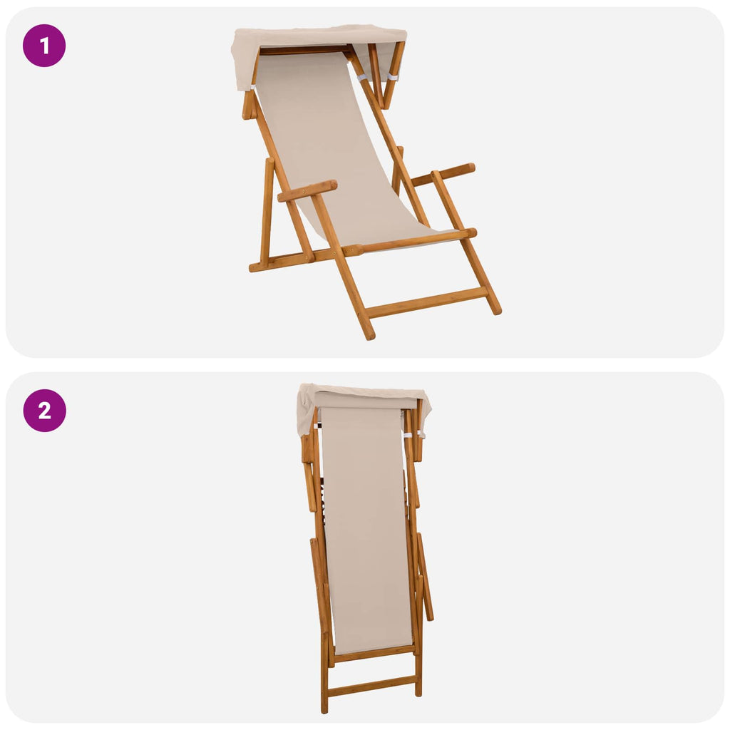 vidaXL Fotel ogrodowy 2 pcs 3 Pozycja Lite Drewno Eukaliptusowe Beżowy