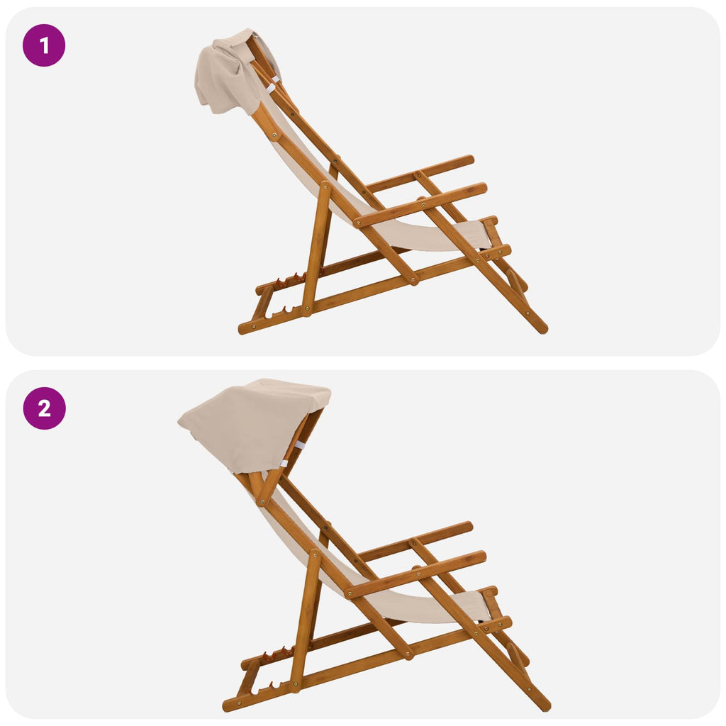 vidaXL Fotel ogrodowy 2 pcs 3 Pozycja Lite Drewno Eukaliptusowe Beżowy
