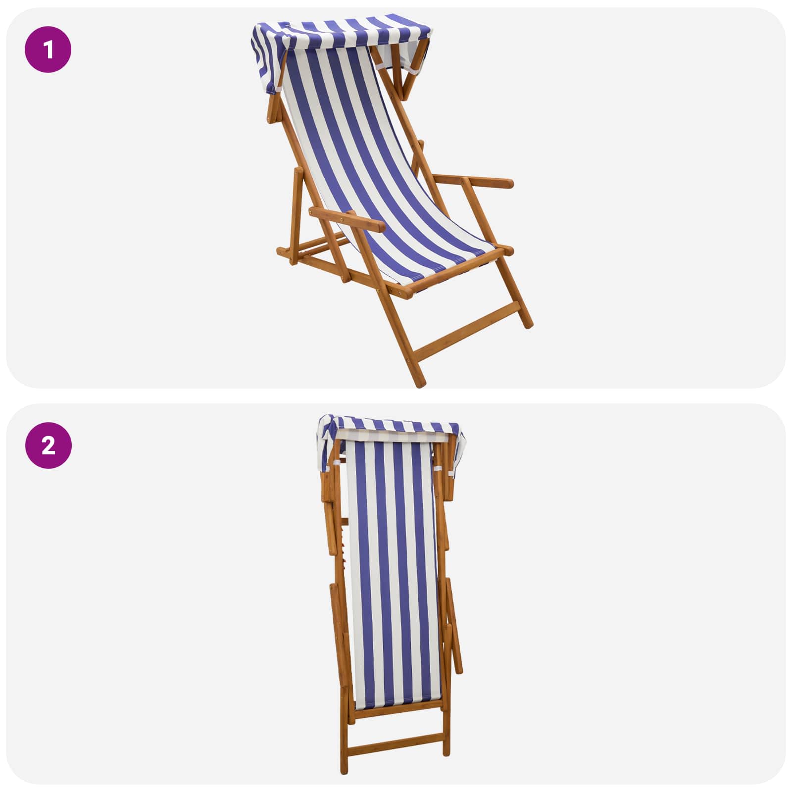 vidaXL Fotel ogrodowy 2 pcs 3 Pozycja Lite Drewno Eukaliptusowe