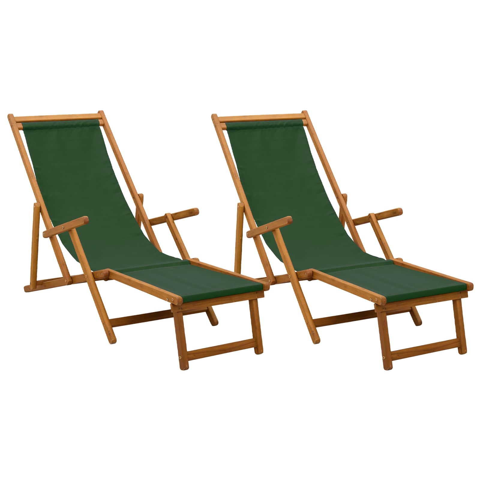 vidaXL Składany leżak 2 pcs 3 Pozycja Lite Drewno Eukaliptusowe