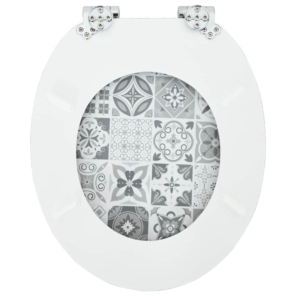 vidaXL Deska toaletowa z samoodblokowaniem Niebieska i biała porcelana